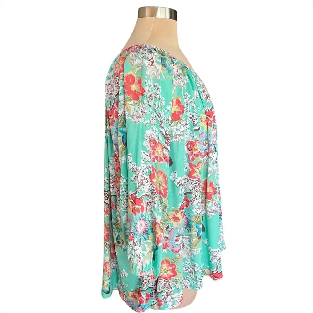 World Market Floral Boho Peasant Top SM/MED Gypsy Garden Girl Cottage Prairie - Picture 6 of 10